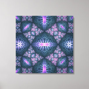 Impressão Em Tela Arte fractal 3D abstrato padrão azul roxo rosa