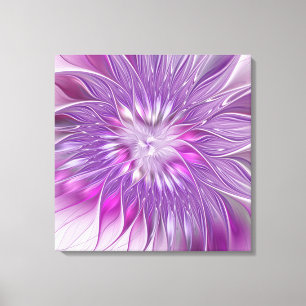 Impressão Em Tela Arte fractal abstrata da paixão da flor roxa rosa