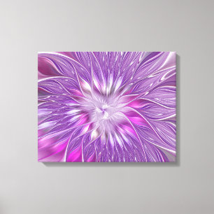 Impressão Em Tela Arte fractal abstrata da paixão da flor roxa rosa