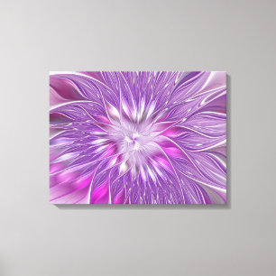 Impressão Em Tela Arte Fractal Abstrata Flor Paixão Roxo Rosa