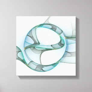 Impressão Em Tela Arte fractal abstrata moderna azul turquesa cinza
