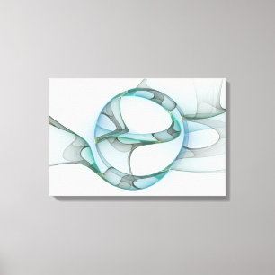 Impressão Em Tela Arte fractal abstrata moderna azul turquesa cinza