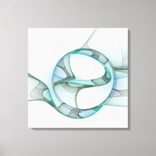 Impressão Em Tela Arte fractal abstrata moderna azul turquesa cinza