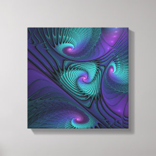 Impressão Em Tela Arte fractal abstrata moderna Roxo encontra Turque