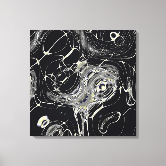 Impressão Em Tela Arte Fractal Abstrata Teia Dourada (Frente)