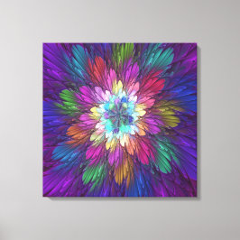 Impressão Em Tela Arte Fractal Abstrato de Flor Psicodélica Colorida