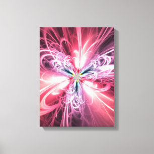 Impressão Em Tela Arte Fractal Borboleta de Energia Rosa
