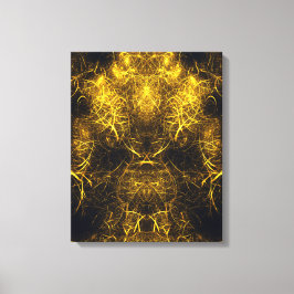 Impressão Em Tela Arte Fractal de Energia de Plasma Dourado