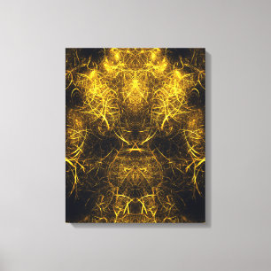 Impressão Em Tela Arte Fractal de Energia de Plasma Dourado