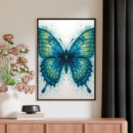Impressão Em Tela Arte Fractal de Fantasia Moderna Borboleta Aquarel