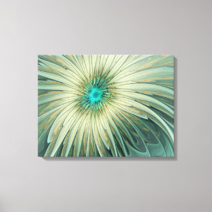 Impressão Em Tela Arte fractal de flor de fantasia em verde sálvia a