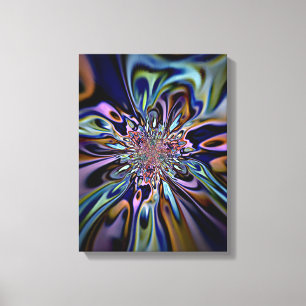 Impressão Em Tela Arte Fractal de Fluxo de Energia Iridescente
