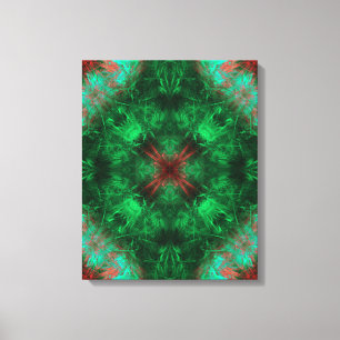 Impressão Em Tela Arte Fractal de Geometria Sagrada Esmeralda
