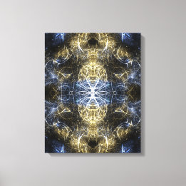 Impressão Em Tela Arte Fractal de Geometria Sagrada Plasma Dourado
