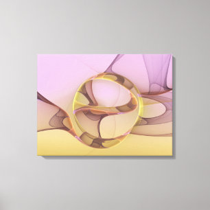 Impressão Em Tela Arte Fractal Dourada Rosa Moderna Abstrata
