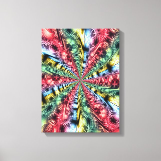 Impressão Em Tela Arte Fractal Explosão de Energia Arco-Íris (Frente)