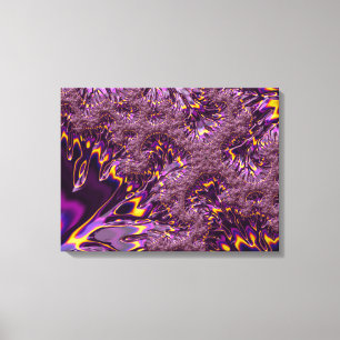 Impressão Em Tela Arte Fractal Roxo-Amarelo-Roxo Vibrante