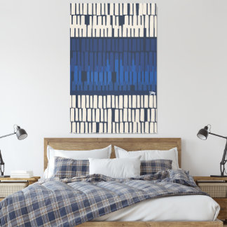 Impressão Em Tela Arte Geométrica Abstrata Azul Moderna para Parede