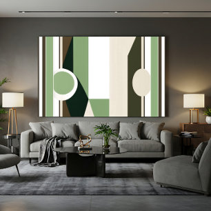Impressão Em Tela Arte Geométrica Abstrata em Tons Terrosos Modernos