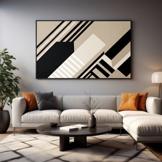 Impressão Em Tela Arte Geométrica Abstrata Tons Neutros (Criador carregado)