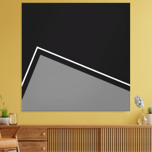 Impressão Em Tela Arte Geométrica Branca de Cinzas Médias Modernas