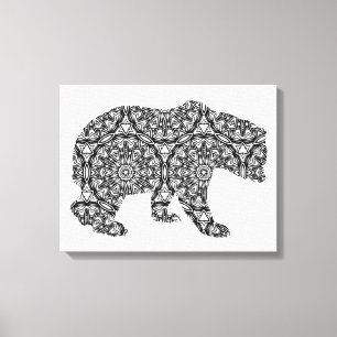 Impressão Em Tela Arte Geométrica do Urso Animal Simples