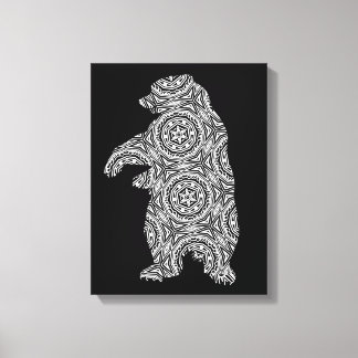 Impressão Em Tela Arte Geométrica do Urso Branco Negro