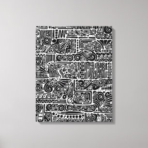 Impressão Em Tela Arte Geométrica Preta E Branca 2