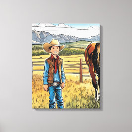 Impressão Em Tela Arte Gráfica do Cowboy Western Rancher Boy