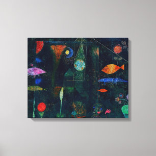 Impressão Em Tela Arte Gráfica Pintura Abstrata Magia dos Peixes de
