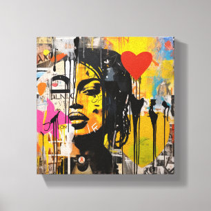 Impressão Em Tela Arte Grunge de Grafite de Dia dos Namorados