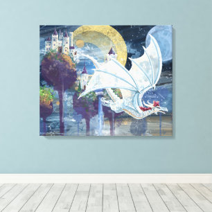 Impressão Em Tela Arte Guardiã do Dragão Branco Snowy