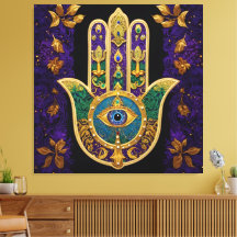 Arte Hamsas Dourado Roxo Verde do Mardi Gras