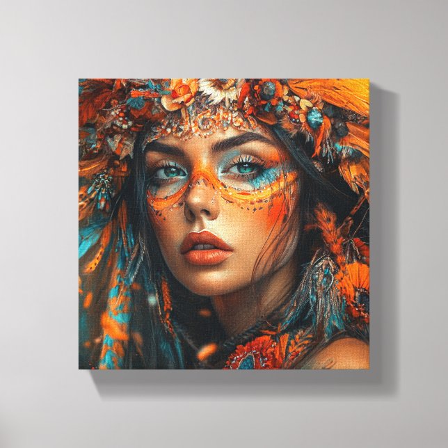 Impressão Em Tela Arte Indígena (Frente)