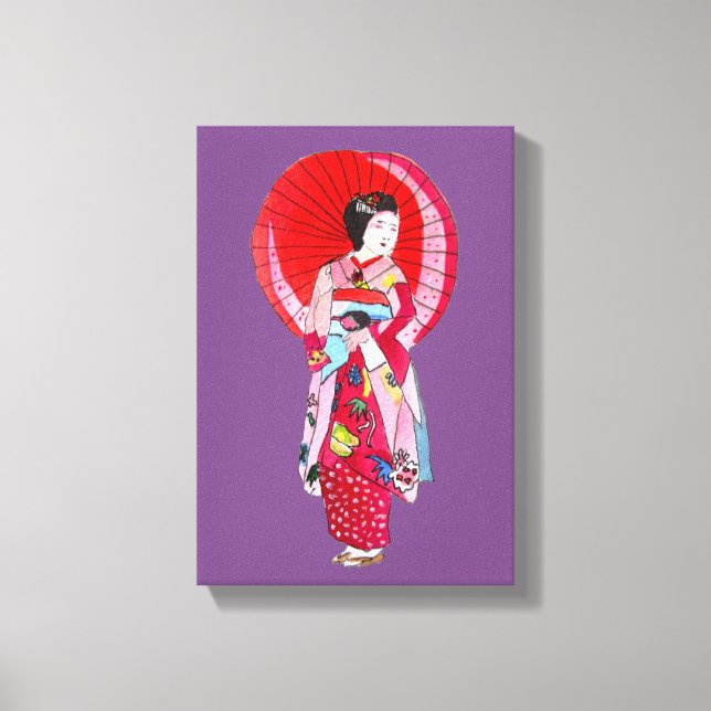 Impressão Em Tela Arte japonesa Geisha com guarda-chuva (Frente)