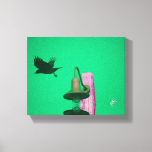 Impressão Em Tela Arte Langley Crow Light Post Aqua Rosa