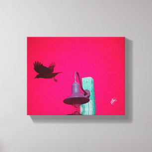 Impressão Em Tela Arte Langley Crow Light Post Coral Cyan