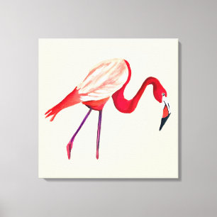 Impressão Em Tela Arte laranja flamingo aquarela
