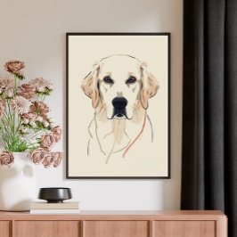 Impressão Em Tela Arte Linear Minimalista de Golden Retriever