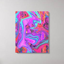 Impressão Em Tela Arte Líquida Abstrata Roxo, Azul e Laranja Retrô