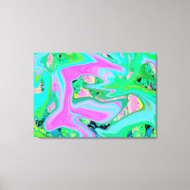 Impressão Em Tela Arte Líquida Rosa Antigo e Azul Claro em Hortênsia