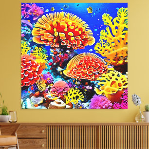 Impressão Em Tela Arte Maravilhosa de Recife de Coral Vibrante