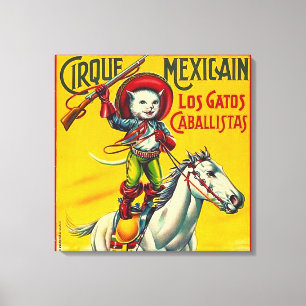 Impressão Em Tela Arte mexicana do poster vintage do circo do gato