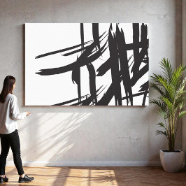 Impressão Em Tela Arte mínima de abstrato branco e preto