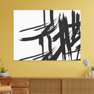 Impressão Em Tela Arte minimalista de abstrato branco preto-branco