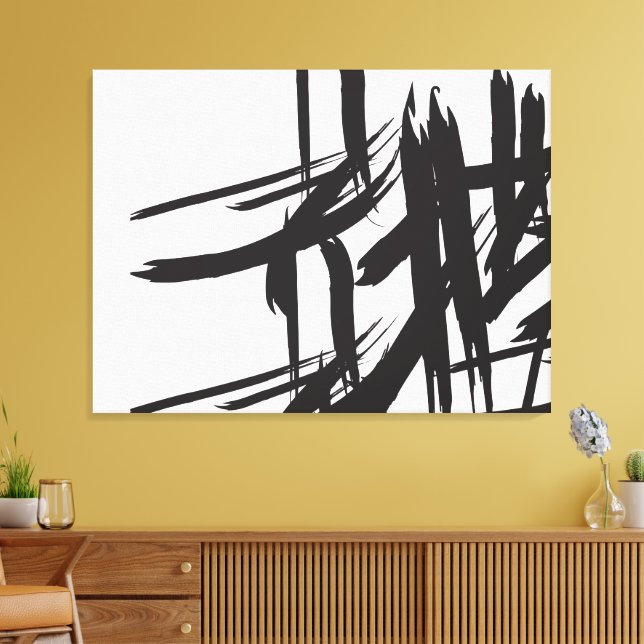 Impressão Em Tela Arte minimalista de abstrato branco preto-branco (Insitu(Sala de estar))