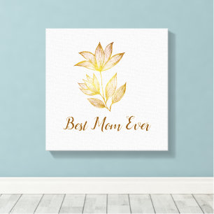 Impressão Em Tela Arte Minimalista de Flores em Tela a Ouro