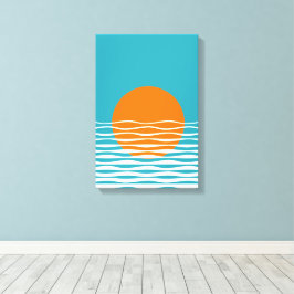 Impressão Em Tela Arte Minimalista do Oceano Sunset