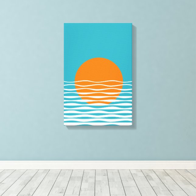 Impressão Em Tela Arte Minimalista do Oceano Sunset (Insitu(piso de madeira))