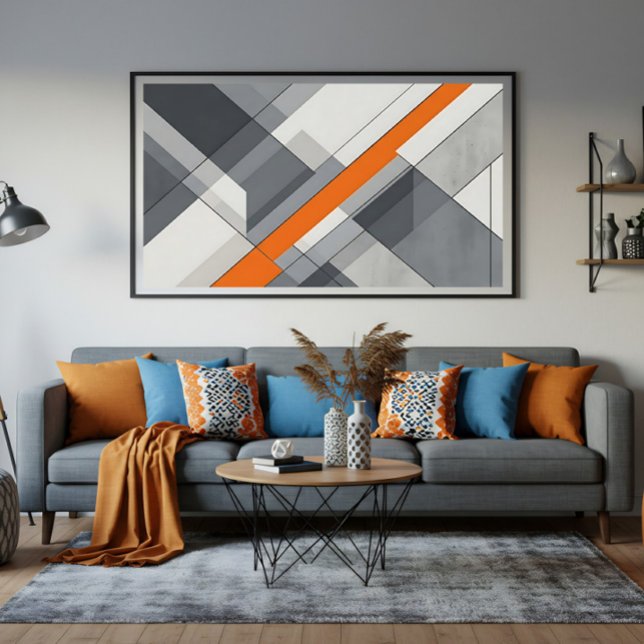 Impressão Em Tela Arte Moderna Abstrata com Acento Laranja (Criador carregado)